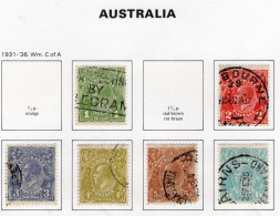 Australia 1931-36 - George V Heads  - 6 Values Used/Obl. Timbres/Stamps - Gebruikt