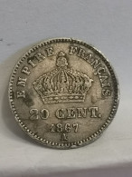 20 CENTIMES ARGENT 1867 A PARIS  NAPOLEON III TETE LAUREE FRANCE / SILVER - 20 Centimes