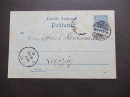 DR Reichspost 1901 GA Mit Tagesstempel Soldau Ostpreußen Geschrieben In Kämmersdorf Nach Leipzig Gesendet - Briefkaarten