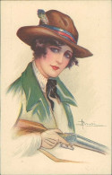 NANNI SIGNED 1910s POSTCARD - WOMAN & RIFLE - N.112/2 (4811) - Nanni