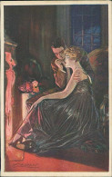 MAUZAN SIGNED 1910s POSTCARD - COUPLE FLIRTING - N.247/4   (4815) - Mauzan, L.A.