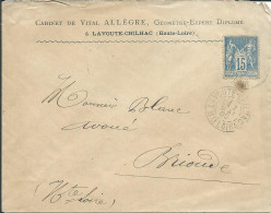 FRANCE LETTRE A ENTETE 15c LAVOUTE-CHILHAC POUR BRIOUDE ( HAUTE LOIRE ) DE 1900 LETTRE COVER - 1898-1900 Sage (Type III)