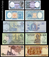 Egipto Set 5 Banknotes 5 10 25 50 Piastres 1 Pound 1998-2023 Pick 57-190 Sc Unc - Egypte