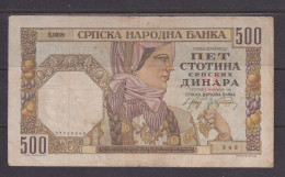 SERBIA - 1941 500 Dinara Circulated Banknote As Scans - Serbie