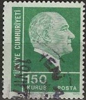 TURKEY 1972 Kemal Ataturk - 150k. - Green On Green FU - Usati