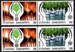 GREECE 1986 EUROPA: Nature. Forest Fire, Pelicans. BOTH Pairs, MNH - 1986