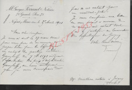 LETTRE DE 1901 DE M GEORGES FERRAND NOTAIRE À NOGENT SUR MARNE GRANDE RUE 78 : - Manuscrits