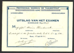 Uitslag Examen 1941 - Diplômes & Bulletins Scolaires