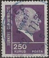 TURKEY 1972 Kemal Ataturk - 250k. - Lilac On Pink FU - Usati