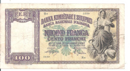 ALBANIE 100 FRANGA ND1939-40 VF P 8 - Albanië