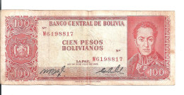 BOLIVIE 100 PESOS L.1962 VF P 163 - Bolivie