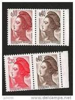 FRANCE  Yvert 2179a + 2376b Paire Sissue Du Carnet 1501, Liberté à Composition Variable. Neuf Sans Charniere. MNH. - Unused Stamps