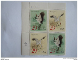 USA Etats-Unis D'Amerique United States 1994 Crane Grues Kraanvogels Oiseaux Bloc Of 4 Plate B 1111 Yv  2281-2282 MNH ** - Plaatnummers