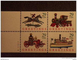 USA Etats-Unis United States 1992 Noel Christmas Toys Sc 2718a Yv 2124a-2127a MNH ** Plate N° A11111 - Plattennummern