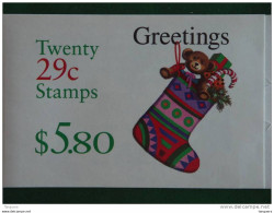 USA  Etats-Unis United States 1994 Booklet (20) Christmas Greetings Stocking Noël Jouets SC 2872a  Yv C2288a  MNH ** - 1981-...