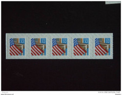 USA Etats-Unis D'Amerique United States 1995 Flag Over Porch Bande De 5 Yv 2339 MNH ** - Blocchi & Strisce