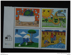 USA Etats-Unis D'Amerique United States 1994 Kids Care Yv 2328-2331 MNH ** Plate N° P11111 - Numéros De Planches