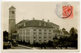 Netherlands 1933 RPPC Postcard - Eindhoven, St. Antonius V. Padwa Kerk. Philipsdorp; 7 1/2c. Queen Wilhelmina Stamp - Eindhoven