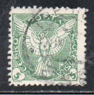 CZECHOSLOVAKIA CESKA CECOSLOVACCHIA 1918 1920 PERF. NEWSPAPER STAMPS WINDHOVER 5h USED USATO OBLITERE' - Zeitungsmarken