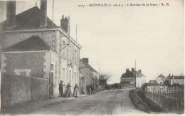 CARTE POSTALE ORIGINALE ANCIENNE : MONNAIE L'AVENUE DE LA GARE ANIMEE INDRE ET LOIRE (37) - Monnaie