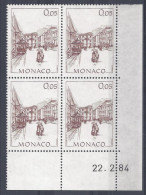 MONACO - N° 1404 - PLACE De La VISITATION - Bloc De 4 COIN DATE - NEUF SANS CHARNIERE - 22/2/84 - Unused Stamps