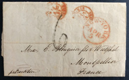 Etats-Unis, Lettre De New York 4.4.1851 Pour La France - (C342) - Postal History