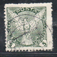 CZECHOSLOVAKIA CESKA CECOSLOVACCHIA 1918 1920 PERF. NEWSPAPER STAMPS WINDHOVER 5h USED USATO OBLITERE' - Newspaper Stamps