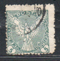 CZECHOSLOVAKIA CESKA CECOSLOVACCHIA 1918 1920 PERF. NEWSPAPER STAMPS WINDHOVER 5h USED USATO OBLITERE' - Dagbladzegels