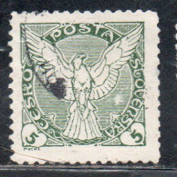 CZECHOSLOVAKIA CESKA CECOSLOVACCHIA 1918 1920 PERF. NEWSPAPER STAMPS WINDHOVER 5h USED USATO OBLITERE' - Zeitungsmarken