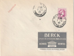 Marianne D'Alger N° 635 (Y&T) Seul Sur Lettre. Collection BERCK. Cote 125€ - 1944 Coq Et Maríanne D'Alger