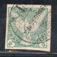 CZECHOSLOVAKIA CESKA CECOSLOVACCHIA 1918 1920 IMPERF. NEWSPAPER STAMPS WINDHOVER 2h USED USATO OBLITERE' - Timbres Pour Journaux