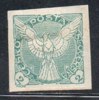 CZECHOSLOVAKIA CESKA CECOSLOVACCHIA 1918 1920 IMPERF. NEWSPAPER STAMPS WINDHOVER 2h MH - Newspaper Stamps