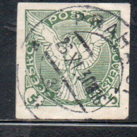 CZECHOSLOVAKIA CESKA CECOSLOVACCHIA 1918 1920 IMPERF. NEWSPAPER STAMPS WINDHOVER 5h USED USATO OBLITERE' - Timbres Pour Journaux