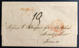 France, TAD ETATS-UNIS PAQ. BRTI. PARIS 19.10.1852 Sur Lettre De New York  - (C359) - Marques D'entrées