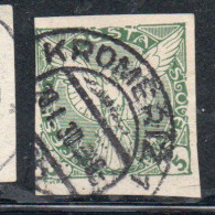 CZECHOSLOVAKIA CESKA CECOSLOVACCHIA 1918 1920 IMPERF. NEWSPAPER STAMPS WINDHOVER 5h USED USATO OBLITERE' - Zeitungsmarken