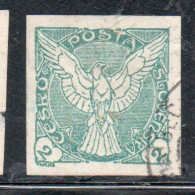 CZECHOSLOVAKIA CESKA CECOSLOVACCHIA 1918 1920 IMPERF. NEWSPAPER STAMPS WINDHOVER 2h USED USATO OBLITERE' - Newspaper Stamps