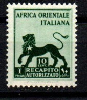 1942 - Italia Regno - Colonie - Africa Orientale Italiana Rec 1 Recapito  ---- - Africa Oriental Italiana