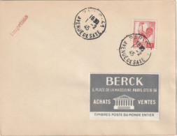 Marianne D'Alger, N° 633 Seul Sur Lettre. Très Rare.  Cote 230€ . Collection BERCK. - 1944 Coq Et Marianne D'Alger