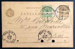 Hongrie, Entier + Complément De Budapest Pour Paris - (C396) - Interi Postali