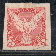 CZECHOSLOVAKIA CESKA CECOSLOVACCHIA 1918 1920 IMPERF. NEWSPAPER STAMPS WINDHOVER 6h MH - Newspaper Stamps