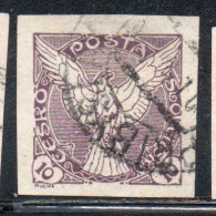 CZECHOSLOVAKIA CESKA CECOSLOVACCHIA 1918 1920 IMPERF. NEWSPAPER STAMPS WINDHOVER 10h USED USATO OBLITERE' - Dagbladzegels