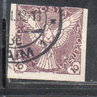 CZECHOSLOVAKIA CESKA CECOSLOVACCHIA 1918 1920 IMPERF. NEWSPAPER STAMPS WINDHOVER 10h USED USATO OBLITERE' - Timbres Pour Journaux