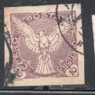 CZECHOSLOVAKIA CESKA CECOSLOVACCHIA 1918 1920 IMPERF. NEWSPAPER STAMPS WINDHOVER 10h USED USATO OBLITERE' - Timbres Pour Journaux