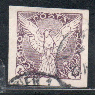 CZECHOSLOVAKIA CESKA CECOSLOVACCHIA 1918 1920 IMPERF. NEWSPAPER STAMPS WINDHOVER 10h USED USATO OBLITERE' - Zeitungsmarken