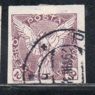 CZECHOSLOVAKIA CESKA CECOSLOVACCHIA 1918 1920 IMPERF. NEWSPAPER STAMPS WINDHOVER 10h USED USATO OBLITERE' - Zeitungsmarken