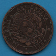 ARGENTINA 2 CENTAVOS 1884 KM# 33 - Argentine