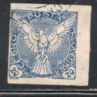 CZECHOSLOVAKIA CESKA CECOSLOVACCHIA 1918 1920 IMPERF. NEWSPAPER STAMPS WINDHOVER 20h USED USATO OBLITERE' - Francobolli Per Giornali