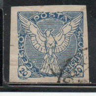 CZECHOSLOVAKIA CESKA CECOSLOVACCHIA 1918 1920 IMPERF. NEWSPAPER STAMPS WINDHOVER 20h USED USATO OBLITERE' - Timbres Pour Journaux