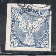 CZECHOSLOVAKIA CESKA CECOSLOVACCHIA 1918 1920 IMPERF. NEWSPAPER STAMPS WINDHOVER 20h USED USATO OBLITERE' - Newspaper Stamps