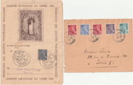 Mercure, Carte Lettre 10/10/43, Reims + Devant De Lettre Avec Série 657/60 Du 19/12/44 - 1938-42 Mercurio